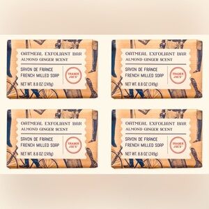 Trader Joe's Almond Ginger Scent Oatmeal Exfoliant Bar 8.8 oz- Pack of 4- NEW